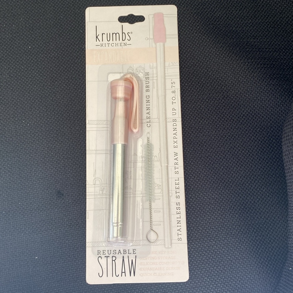 Expandable Straw-Reusable Stainless Steel w/brush & case (NWT!)